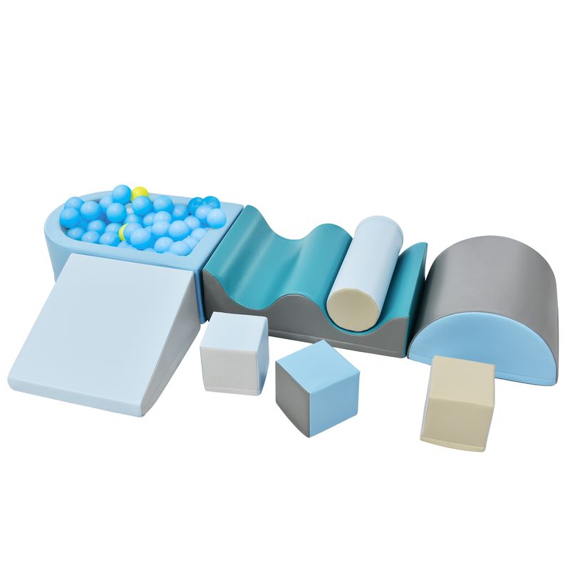 Ensemble de blocs de jeu et d'escalade TLG 9 pièces pour enfants – Blocs de construction souples et colorés avec marches, toboggan et piscine à balles pour tout-petits et enfants d'âge préscolaire – Balles non incluses_voghion.com