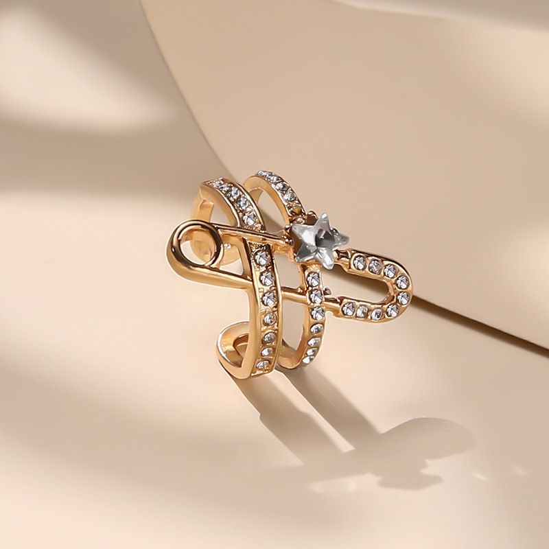 Instagram Design Pins, Five Pointed Star Fashion Internet Celebrity, Small Crowd, Adjustable Opening Index Finger Ring,_voghion.com