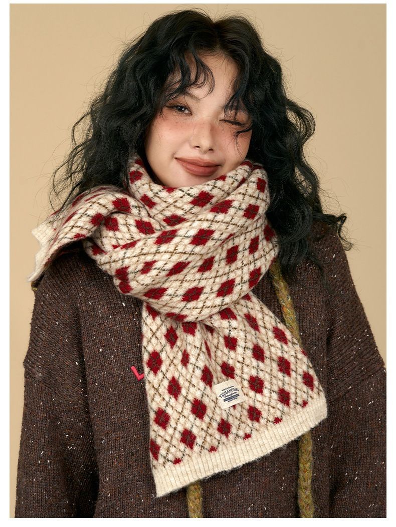 Sciarpa da donna 2025 Nuovo regalo di compleanno invernale per studenti Sciarpa calda antifreddo in maglia calda_voghion.com