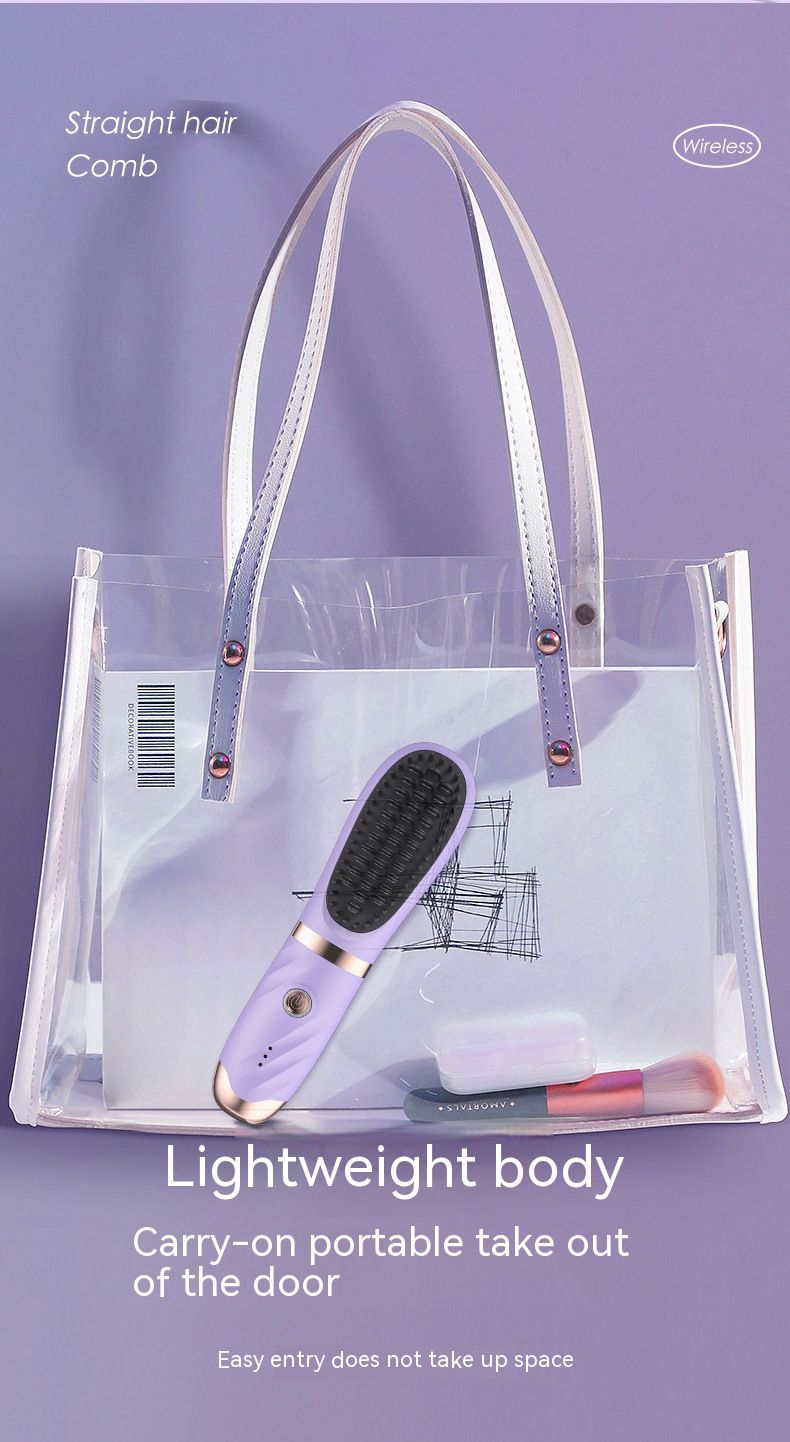 New lazy straight hair comb wireless hair straightener small USB charging portable travel curling and straightening dual purpose artifact_voghion.com