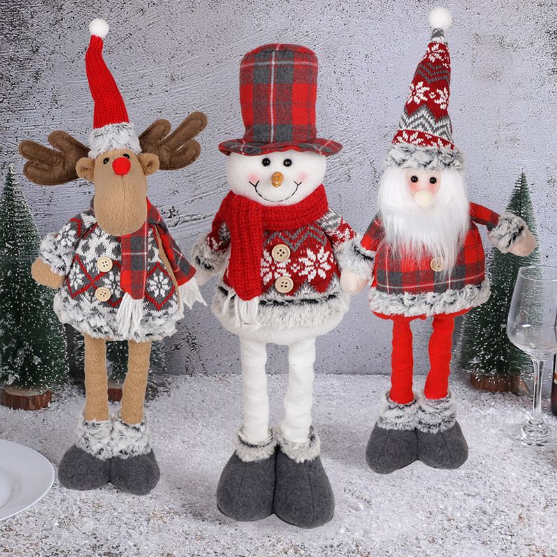 Decorazione dell'hotel con gamba lunga telescopica in posizione eretta, pupazzo di neve di Natale, bambola di alce_voghion.com