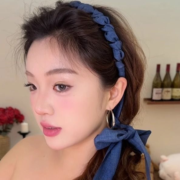 Dolce e fresco denim blu nastro pettine a denti cravatta tutto in uno 2025 nuovi accessori fascia per capelli intrecciata ornamento per capelli_voghion.com