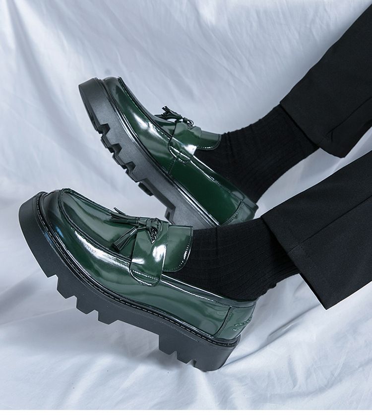 Men's Classic Brogue Loafers - Slip-On Business Casual Shoes With Thick Sole For Summer, Round Toe, PU Leather Upper, Rubber Sole, Low-Cut Comfortable_voghion.com