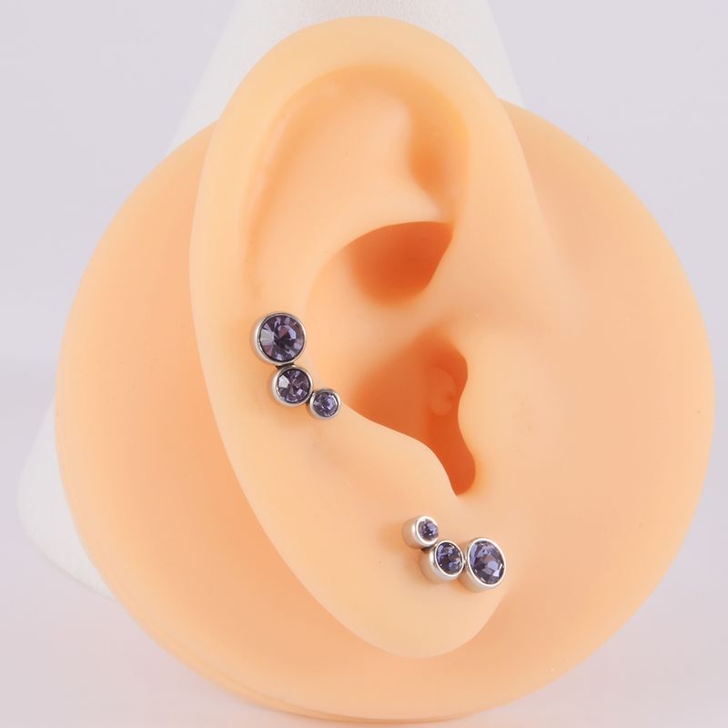 Brincos de Cristal e Fiat Cravo, 1 peça, aço cirúrgico 316L pe, diamante 16G, brinco feminino estilo punk_voghion.com