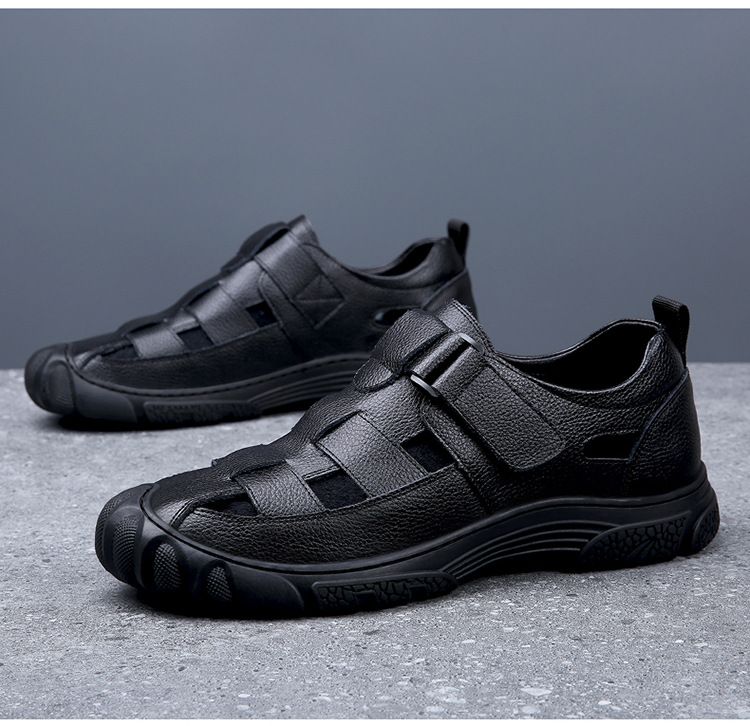 2025 neue Sommer Hohl Sandalen Leder Atmungsaktiv Anti-slip Outdoor Wandern Casual herren Clogs Modische Hundert Casual Täglichen Tragen Komfortable_voghion.com