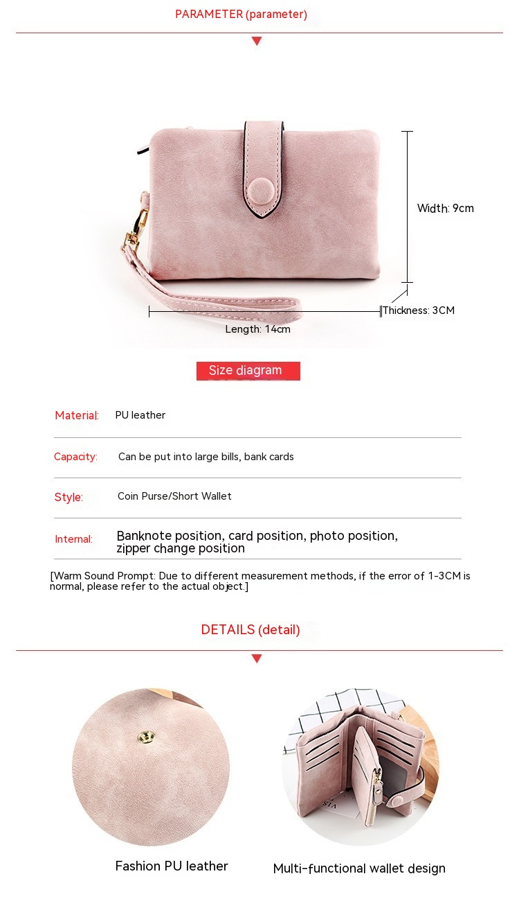 Portamonete piccolo con pochette lunga con cerniera lunga da donna, portafoglio corto opaco retrò in nuova versione coreana_voghion.com