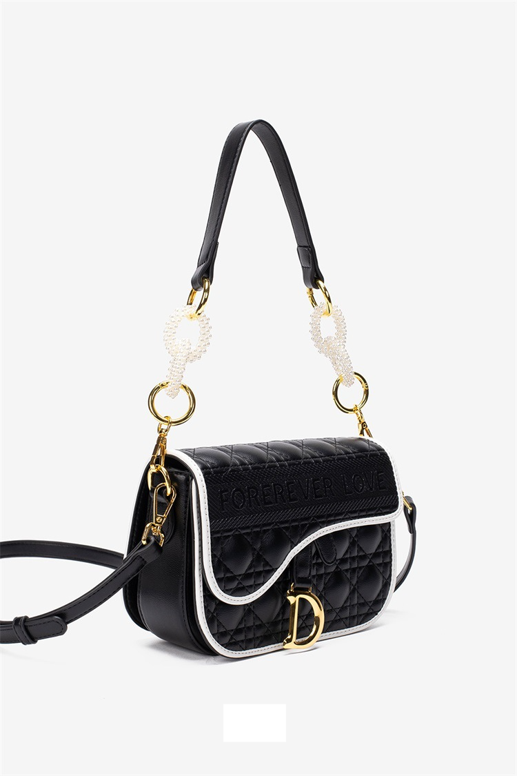 Borsa da sella portatile Lingge Pearl Autunno Inverno 2023 Nuova borsa a tracolla per pendolari con tracolla larga da donna_voghion.com