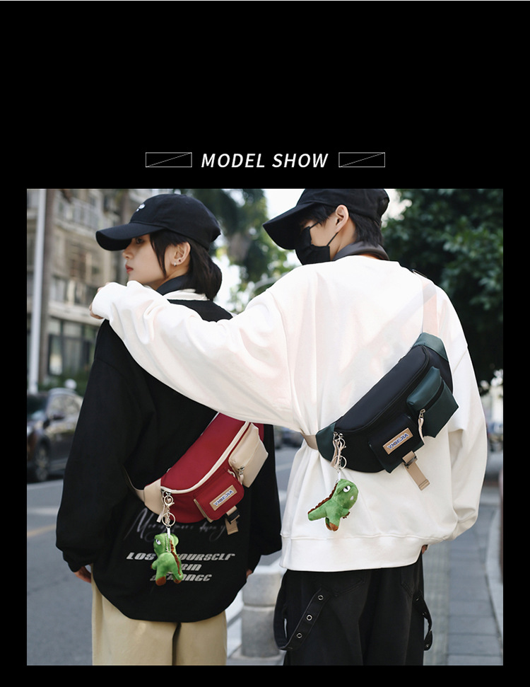 Autumn and winter new men's chest bag, color-blocked fashion student lightweight crossbody bag, Ruiying outdoor sports belt bag_voghion.com