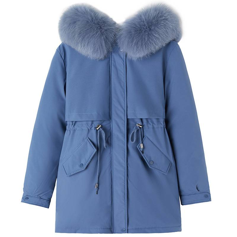 Dammeparka Moud laange Mantel Wollfutter Kapuzenparka nei Wanterjackett schlank mat Pelzkragen waarm Schnéikleedung gepolstert Kleeder_voghion.com