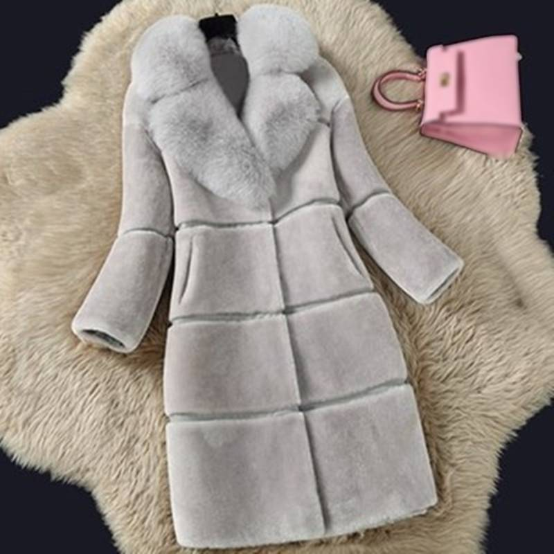 Sheepshear rudens un ziemas jauns saliktas kažokādas viss vienā vidēja garuma lapsas kažokādas apkakles mētelis un kažokādas jaka_voghion.com