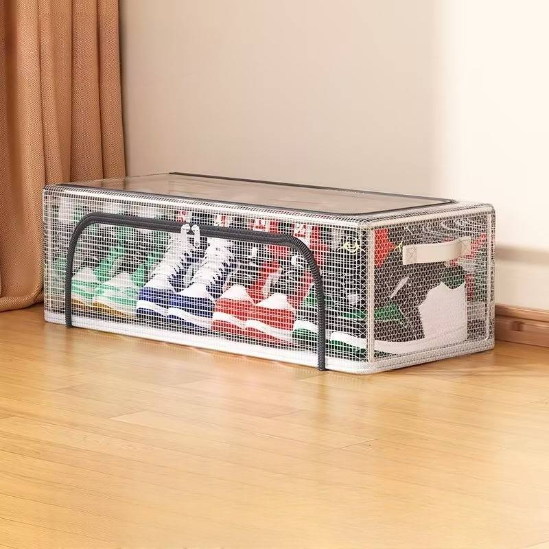 Apavu glabāšanas kaste zem gultas Caurspīdīgs PVC salokāms apavu organizators ar putekļu necaurlaidīgu un mitrumizturīgu dizainu Bez montāžas caurspīdīgas apavu kastes vietas taupīšanai_voghion.com