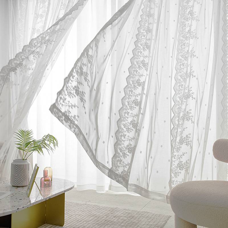 Spitzenvorhänge, weiße Voile-Vorhänge für Schlafzimmer und Erkerfenster, die Licht filtern und dennoch Privatsphäre bieten_voghion.com