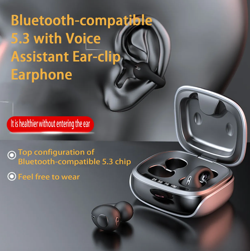 JX80 Draadloze oordopjes HiFi Stereo Surround Beengeleiding LED Digitaal display Bluetooth 5.3 Met spraakassistent Oorclip oortelefoon Dagelijks gebruik_voghion.com