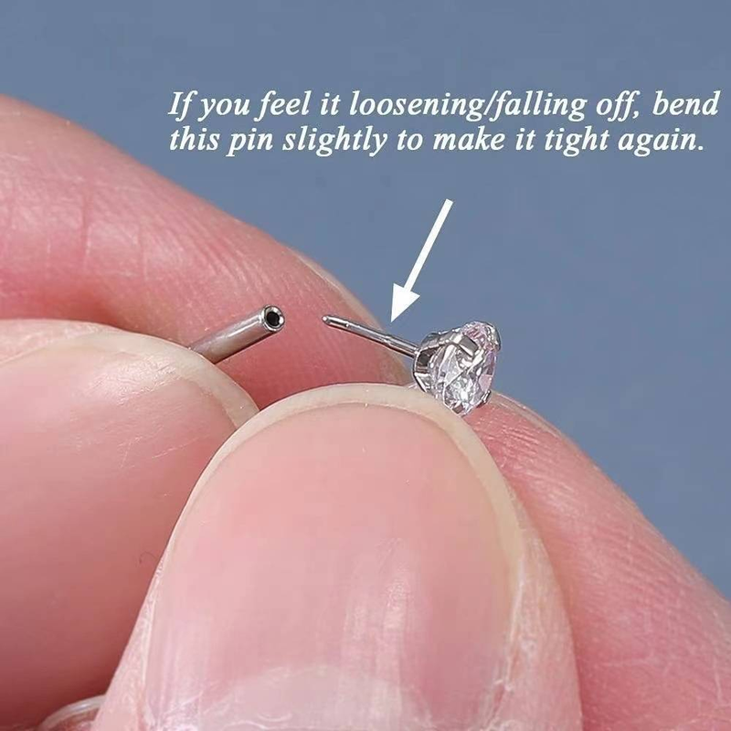 Piercing per labbra, piercing per naso, piercing per orecchie, piercing in acciaio inossidabile con quattro griffe e zirconi._voghion.com