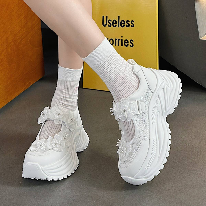 Cameido White Round-Toed Casual Shoes For Women's Daily Commuting_voghion.com