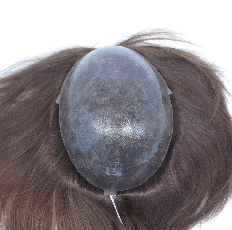 Euro Injection Toupee For Men 100% European Virgin Human Hair Pieces Injection Thin Skin Hair Replacement System Men Wigs Medium Light Brown Color #5_voghion.com