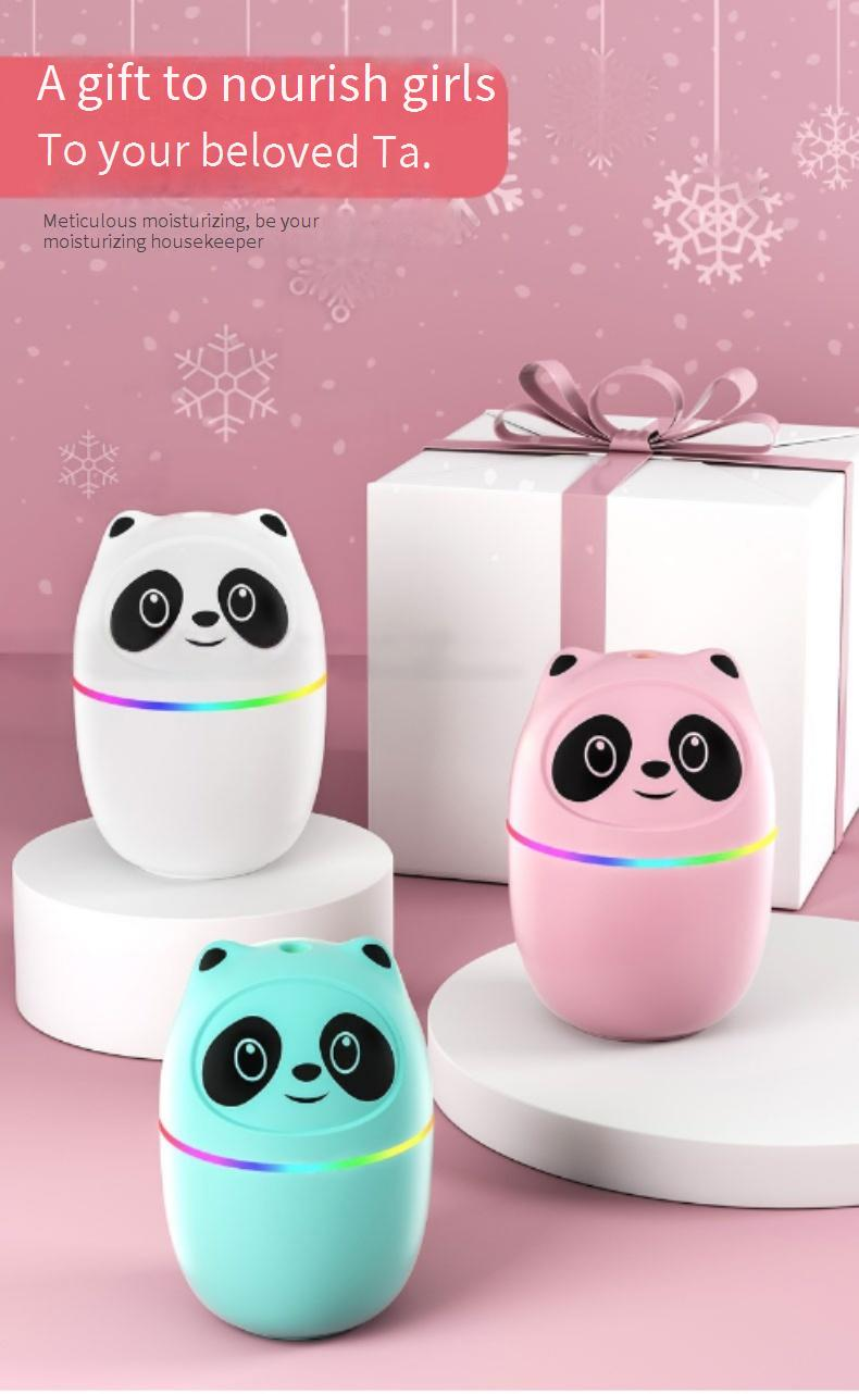 Cute Mini USB Humidifier With Aromatherapy Diffuser - Panda-Shaped Portable Air Purifier For Home & Car, 3 Color Options, Quiet Operation_voghion.com