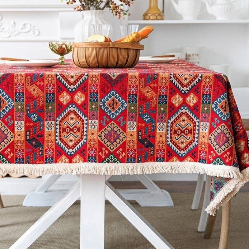Moroccan Turkish Retro Ins Tablecloth Cotton And Linen Textured Tablecloth Fabric Long Tablecloth Bohemian Tablecloth Picnic Mat_voghion.com