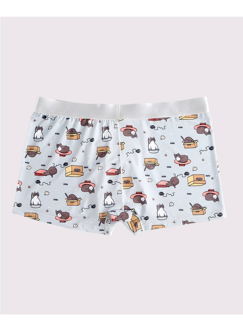 Men's Cartoon Print Boxer Briefs – Soft Cooling Silk Underwear For Students (M-XXXL, Quick-Dry, Breathable, Fun Animal Patterns)_voghion.com
