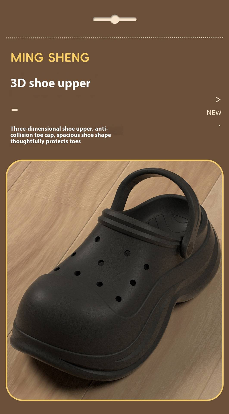 Women's Platform Crocs – 3.5cm Thick Sole EVA Slip-Ons With Breathable Holes, Anti-Slip & Cushion Comfort (Black/White/Sand, Sizes 35-40)_voghion.com