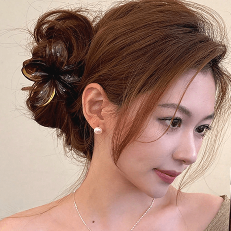 3 fermagli per capelli da donna a forma di fiore, a forma di sirena laser, da 8 cm/3,15 pollici, di grandi dimensioni, in plastica leggera marrone beige, alla moda e_voghion.com