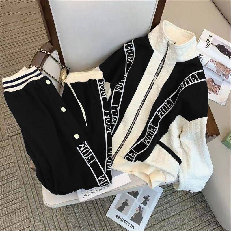 Dameskledingstation Casual Mode Damespak Nieuw Grote Maat Losse Buitenlandse Stijl Trui Kleine Stijl Sport Tweedelig Pak_voghion.com
