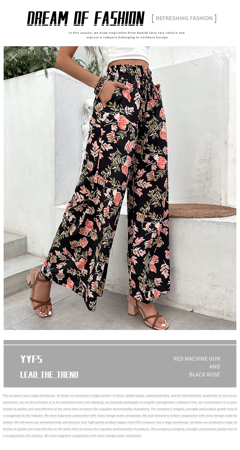 Black Printed Large Flare Wide Leg Pants_voghion.com