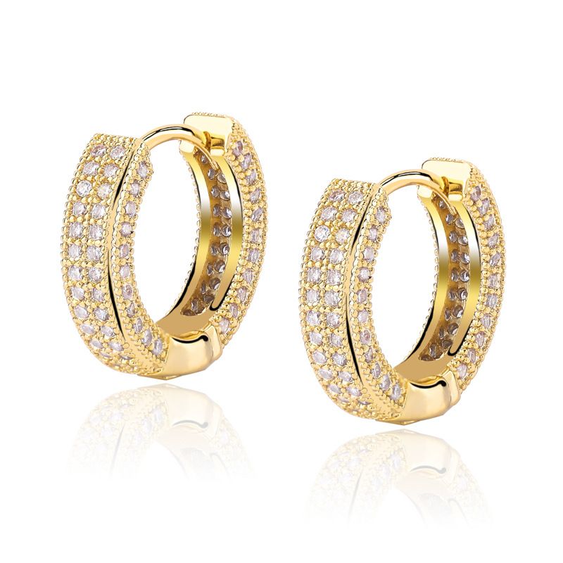 Koperen creolen met volle zirkonia – Bling hiphop sieraden voor mannen en vrouwen_voghion.com