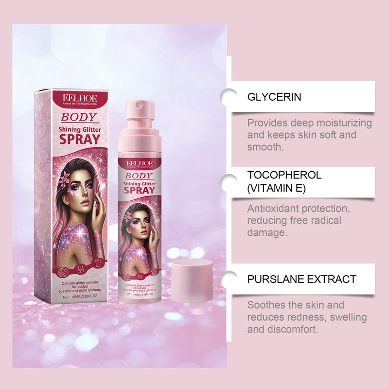Bühnen-Make-up-Spray, aufhellender Glitzer für das Gesicht und das Schlüsselbein, natürliches, dreidimensionales, lang anhaltendes Highlight-Spray_voghion.com