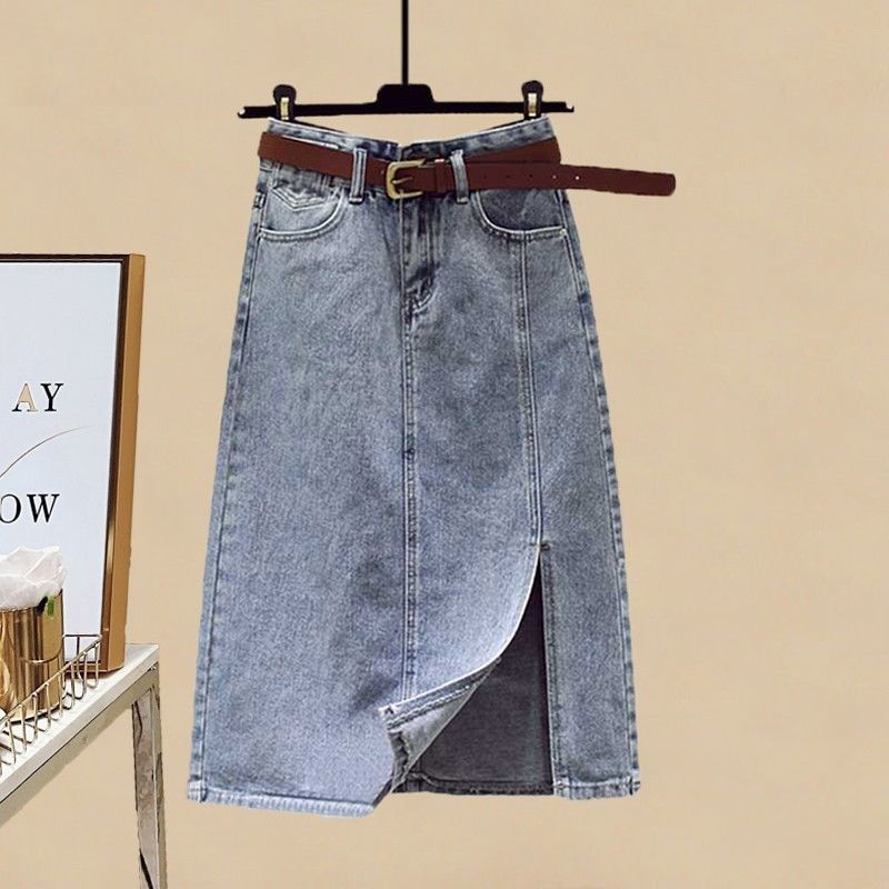 Damenbekleidung Frühlingsanzüge für Damen Neue große Damenmode Hemdoberteile Schlanker Jeansrock für Damen Dreiteiliger Anzug_voghion.com