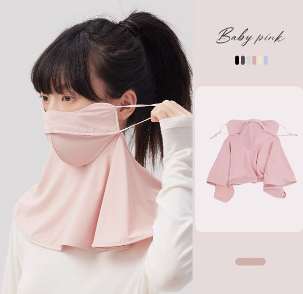 Máscara de velo para el sol, protección UV completa, para mujer, para ciclismo al aire libre, de seda helada_voghion.com