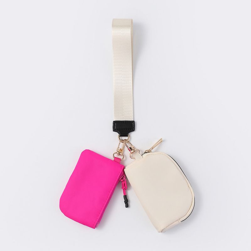 LULU Style Wrist Portable Mini Fashion Color Block Coin Purse Nylon Waterproof Storage Key Bag_voghion.com