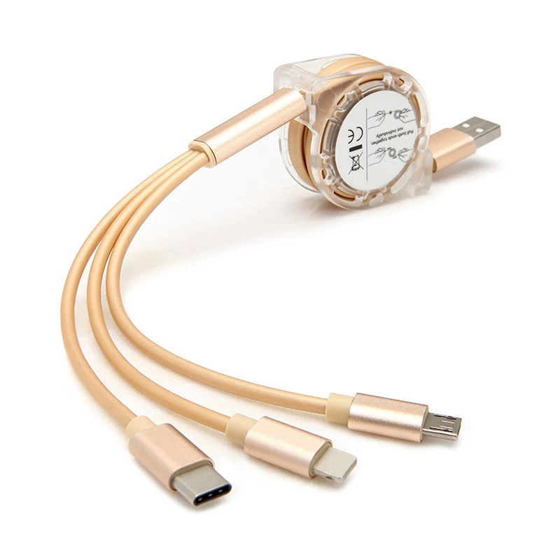 Suitable For Huawei Type-C Mobile Phone With In Telescopic Fast Data Cable, One To Three Charging Cable Gift_voghion.com