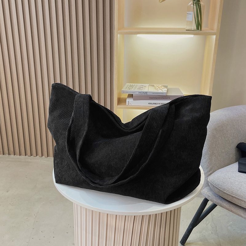 Borsa a tracolla in velluto a coste semplice, in tela artistica casual, di grande capacità, in stile coreano, per donna_voghion.com