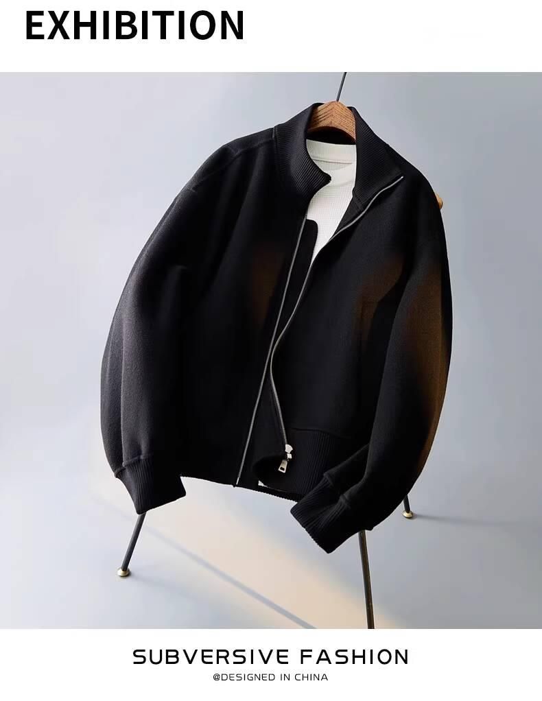 Herrenmantel Loose 2025 Neue Herbst-High-End-einfache koreanische Art-beiläufige vielseitige doppelseitige Wolljacke_voghion.com