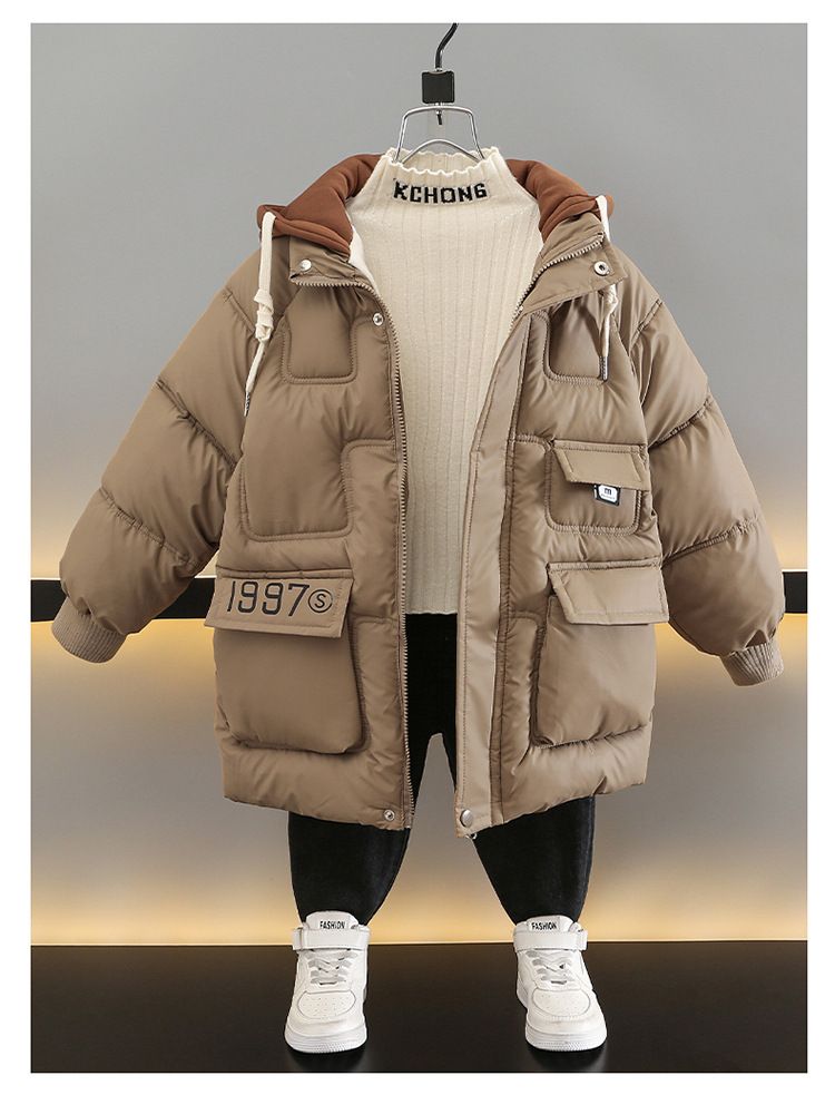 Neue Winterjacke für Jungen im koreanischen Stil aus Baumwolle für mittlere und große Kinder, verdickte und plüschige Daunenbaumwolle_voghion.com