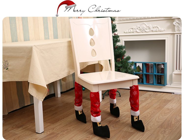 "Weihnachtliche Tischbeinschoner - Schneeflocken-Design, festliche Stuhl- und Flaschendekoration - weicher Vliesstoff, Weihnachtsdeko für Zuhause_voghion.com
