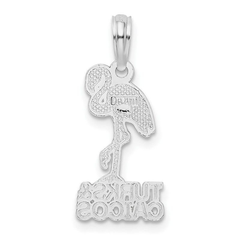 De-Ani Sterling Silver Rhodium-Plated Enameled Turks And Caicos With Flamingo Pendant_voghion.com