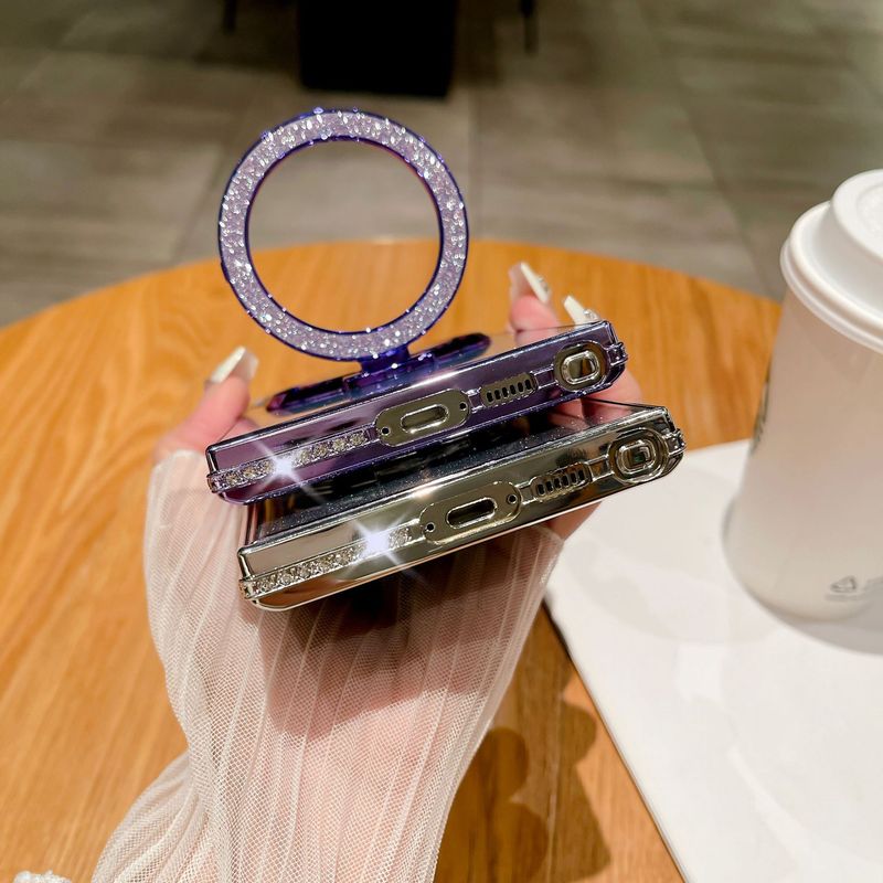 Phone Case & Covers Suitable For Samsung S25ultra Mobile Phone Case Glitter Mirror Magnetic Bracket S23 Electroplated Rhinestone Protective Cover S22+_voghion.com