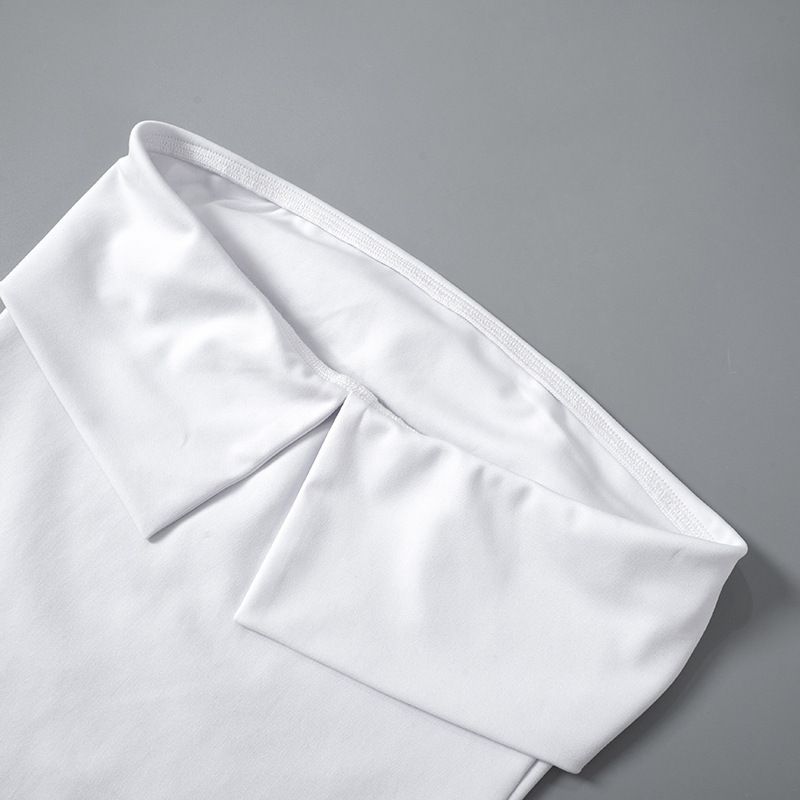 Women's Summer New Style Strapless Backless Slim Fit Slit Solid Color Casual Collar T-shirt Top_voghion.com