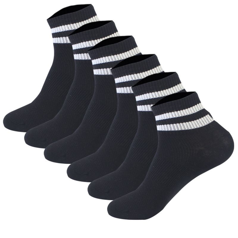 Sport Socks Two Bar Sports Socks Thin Mesh Women's Boat Socks Student Striped Short Tube Socks Breathable Cotton Socks_voghion.com