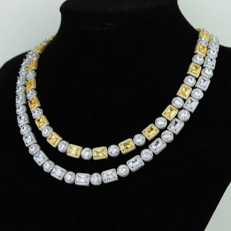 8mm ronde rechthoekige zirkoon ketting hiphop modetrend koppel ketting_voghion.com