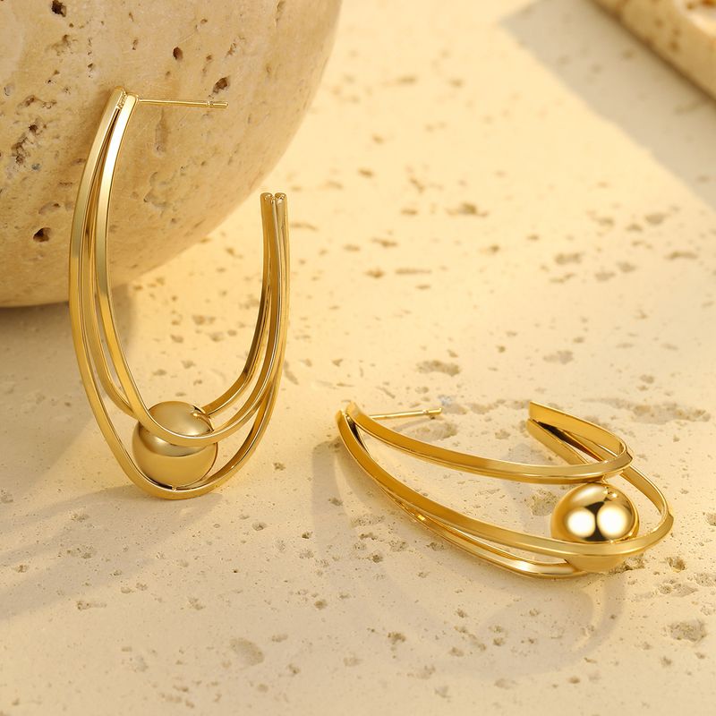 New Glossy Hollow Stainless Steel Earrings Ball Love Pendant Retro High End Titanium Steel Earrings_voghion.com