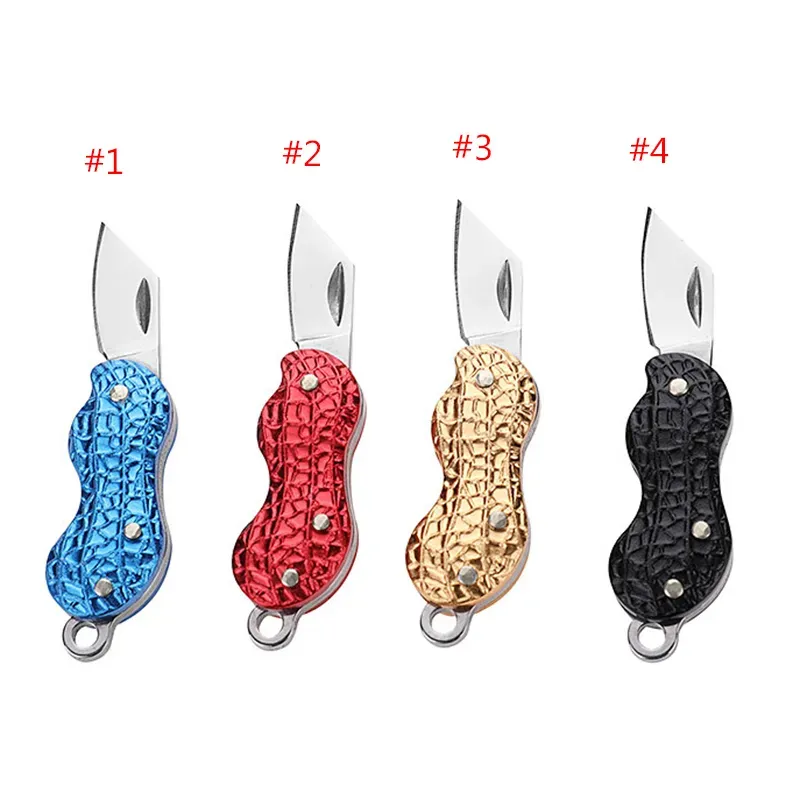 Stainless Steel Folding Pendant Necklaces Creative Peanut Shape Key Knife Necklace Mini Portable Outdoor Tools_voghion.com