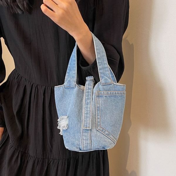Nuova borsa tote in denim pratica in stile coreano per donna, borsa di nicchia alla moda, borsa piccola versatile_voghion.com