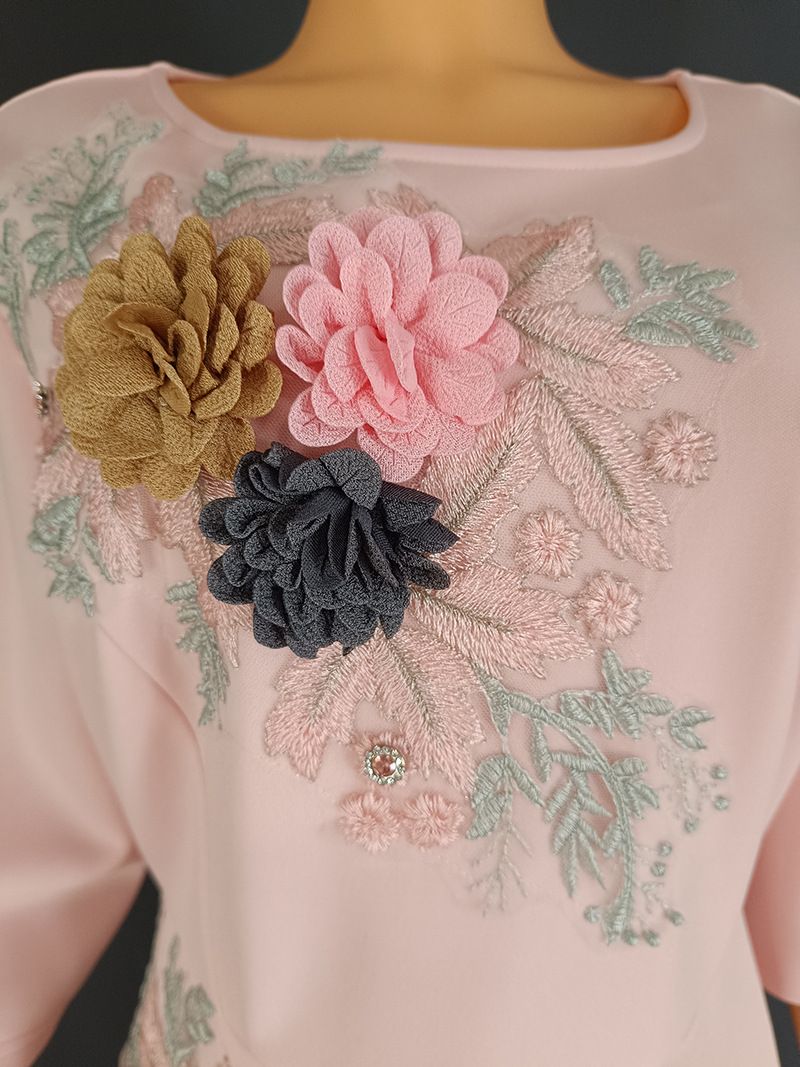 Damenbekleidung Dreidimensionales besticktes Kleid_voghion.com