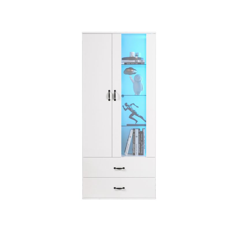 Vetrina a LED con vetro frontale, 2 Türen, Weiß Für Wohnzimmer_voghion.com