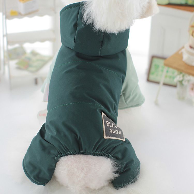 Pet clothes handsome dog ski four legged clothes Teddy Bichon autumn and winter thickened cotton clothes for small dogs_voghion.com