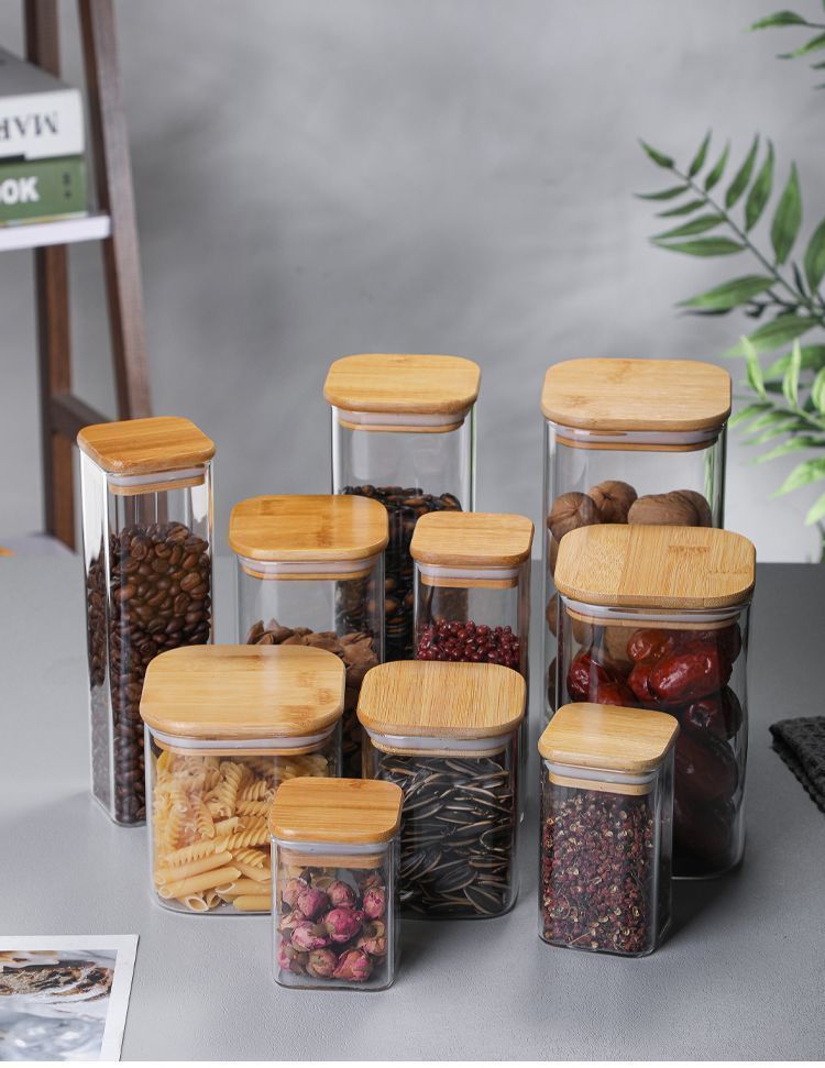 Frasco de vidrio sellado con tapa para almacenar granos diversos, apto para uso alimentario, para té y cáscara de mandarina._voghion.com