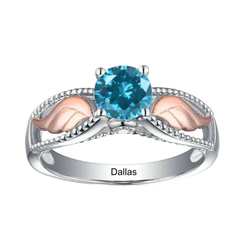 Zircon Angel Wings Ring Birthstone Name Engraving Personalized_voghion.com